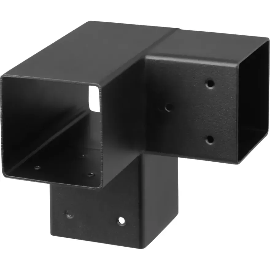Paalverbinder voor pergola hoekstuk 3-kants 7x7 cm zwart