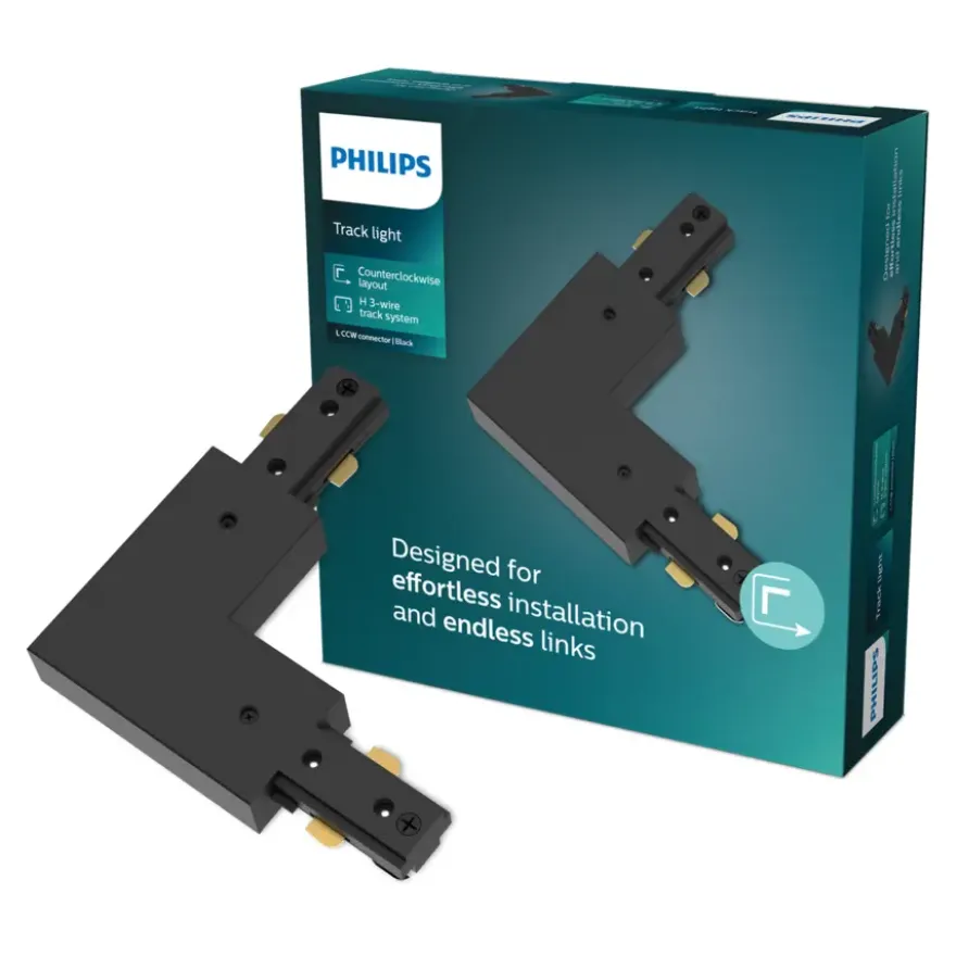 Philips EasyLink L-vormige connector linkse hoek railverlichting zwart