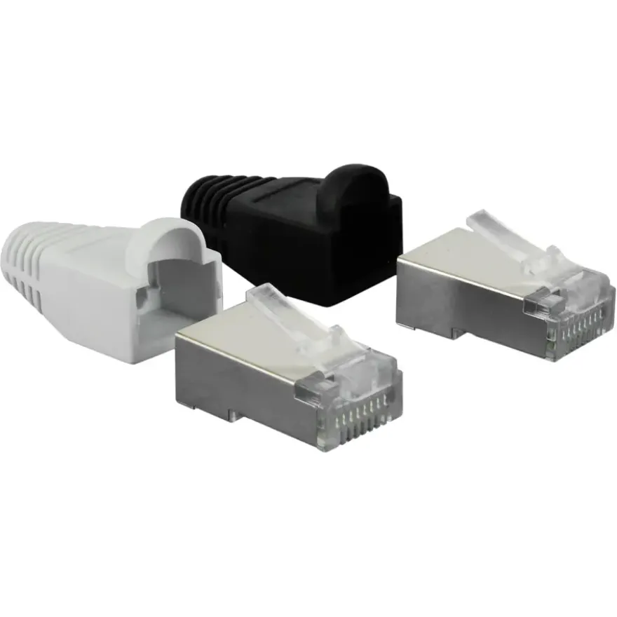 Q-Link UTP connector 4x/kap RJ45 2x zwart wit 8 stuks