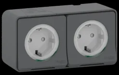 Schneider Electric Mureva Styl wandcontactdoos 2-voudig horizontaal IP55 antraciet
