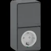 Schneider Electric Mureva Styl combinatie wandcontactdoos/wisselschakelaar IP55 antraciet