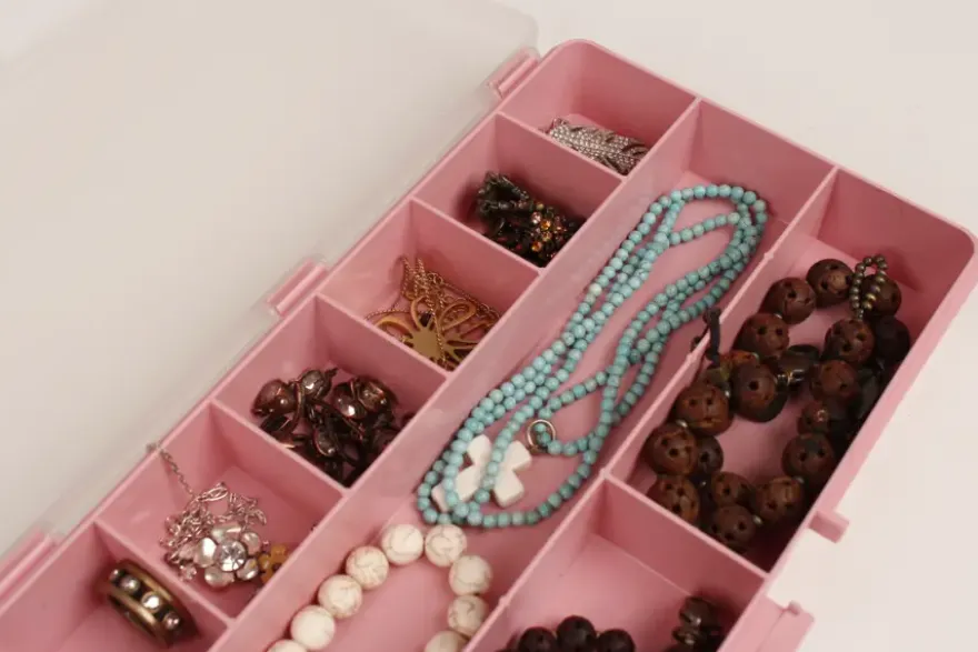 Sorteerdoos met 7 vakken roze