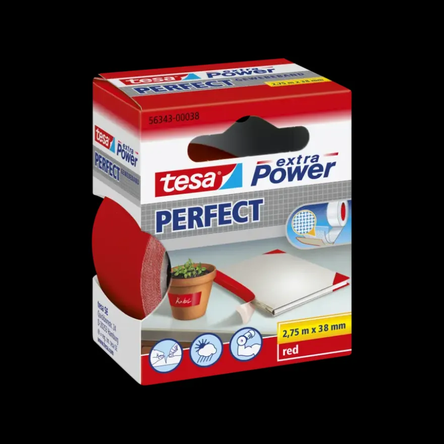 Tesa Extra Power Perfect ducttape rood 38 mm x 2,75 m