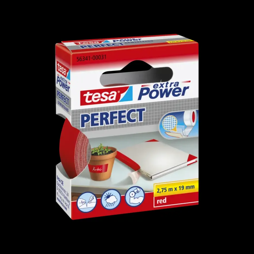 Tesa Extra Power Perfect ducttape rood 19 mm x 2,75 m