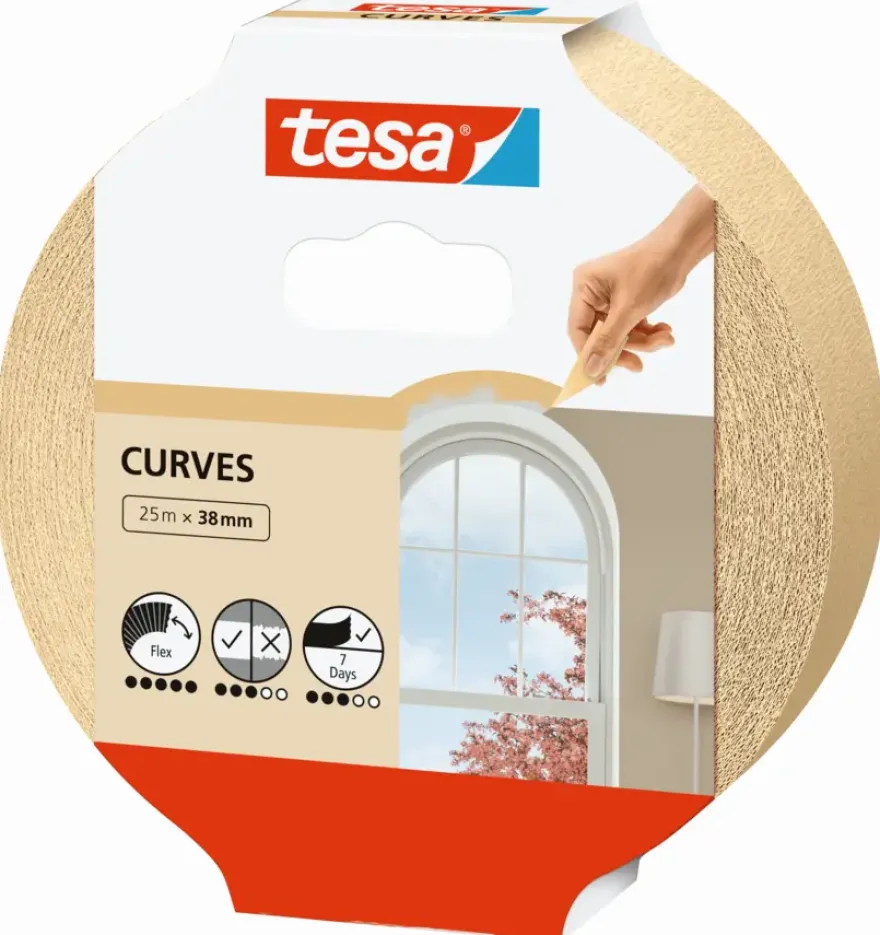Tesa flexibele afplakband voor rondingen 38 mm x 25 m