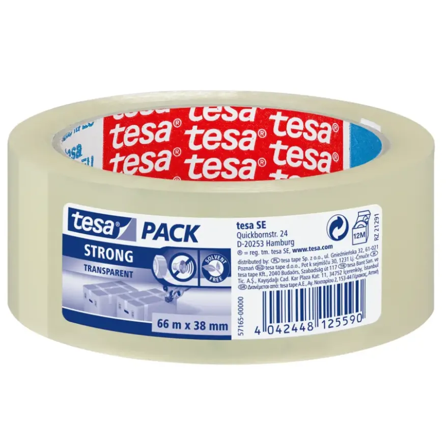 Tesa Pack Strong verpakkingstape transparant 38 mm x 66 m