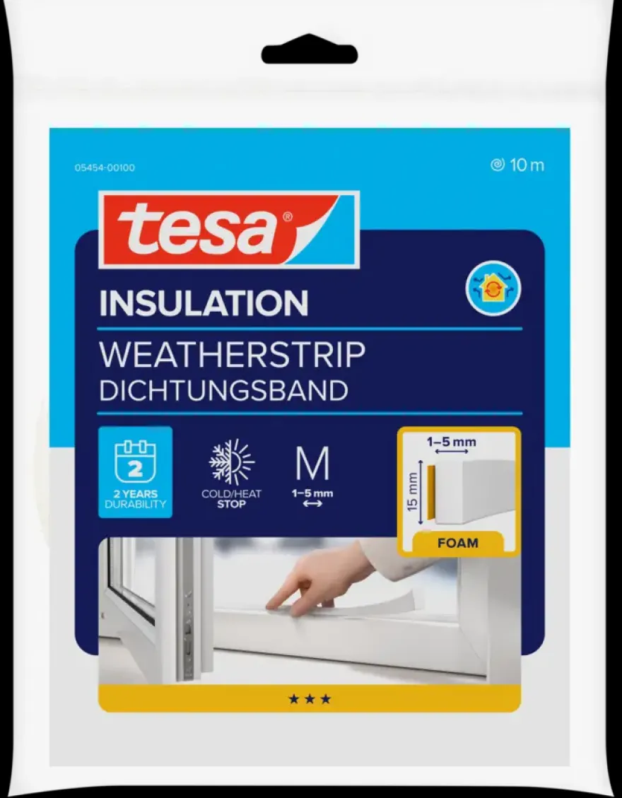 Tesa Tochtband I-profiel zelfklevend wit 15mm x 10m