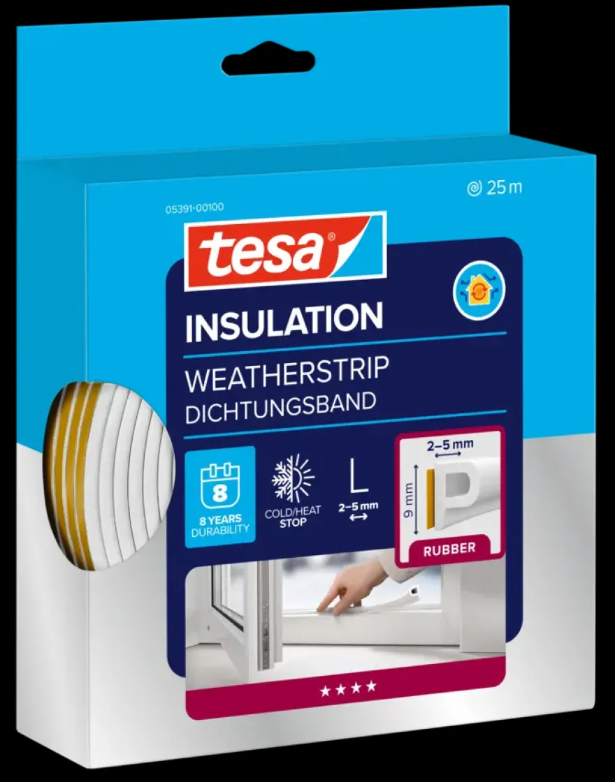 Tesa Tochtband P-profiel zelfklevend wit 25m