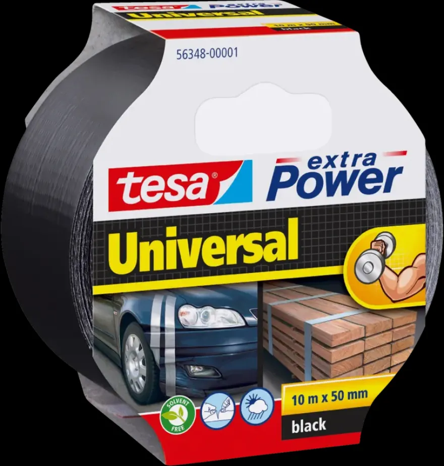 Tesa Universal Extra Power reparatietape zwart 50 mm x 10 m