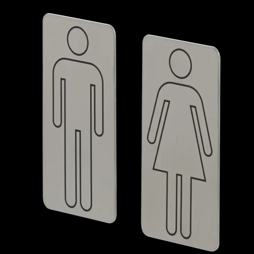 Tiger toilet bordjes man vrouw geborsteld RVS zelfklevend