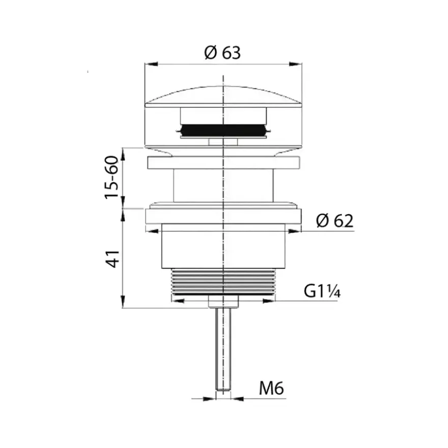 Tiger wastafelplug 5/4" RVS