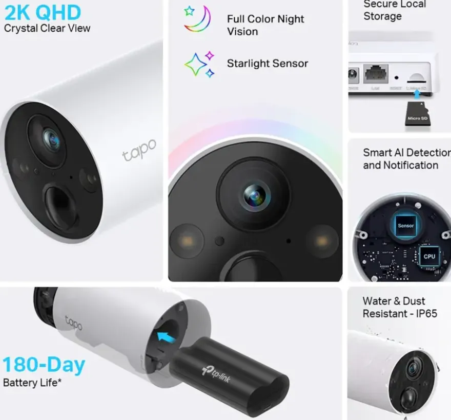 TP-Link Tapo TC420S1 beveiligingscamera voor buiten 2K QHD met batterij
