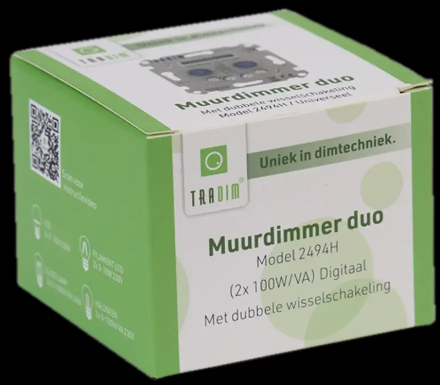 Tradim LED duo muurdimmer inclusief hotelschakeling 2494HH