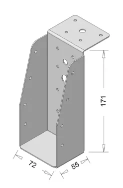 Waelbers balkdrager met lange lip 71 x 171 mm zwart