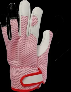 Werkhandschoenen roze leer S