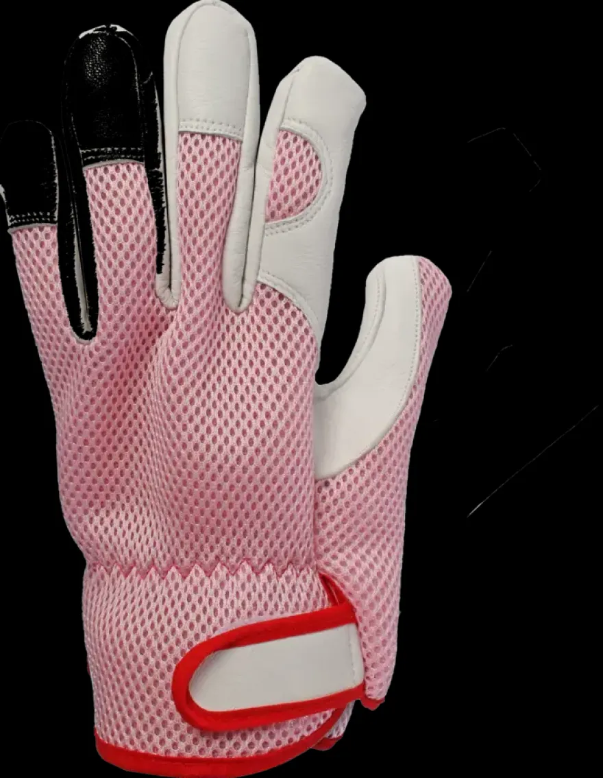 Werkhandschoenen roze leer S